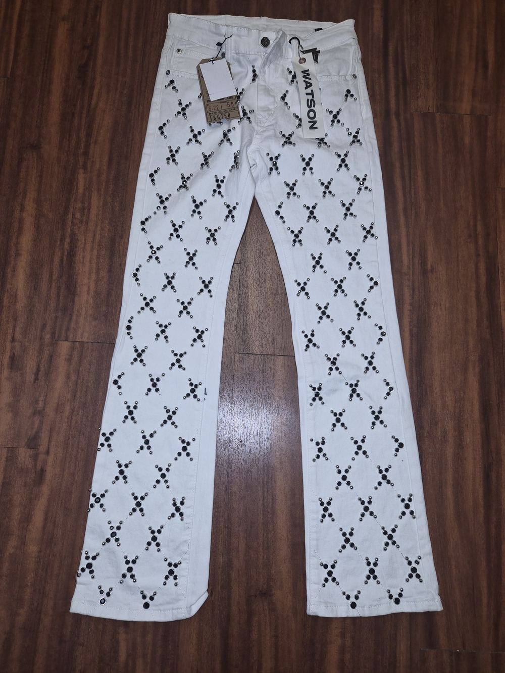 Watson White Studded Flare Jeans